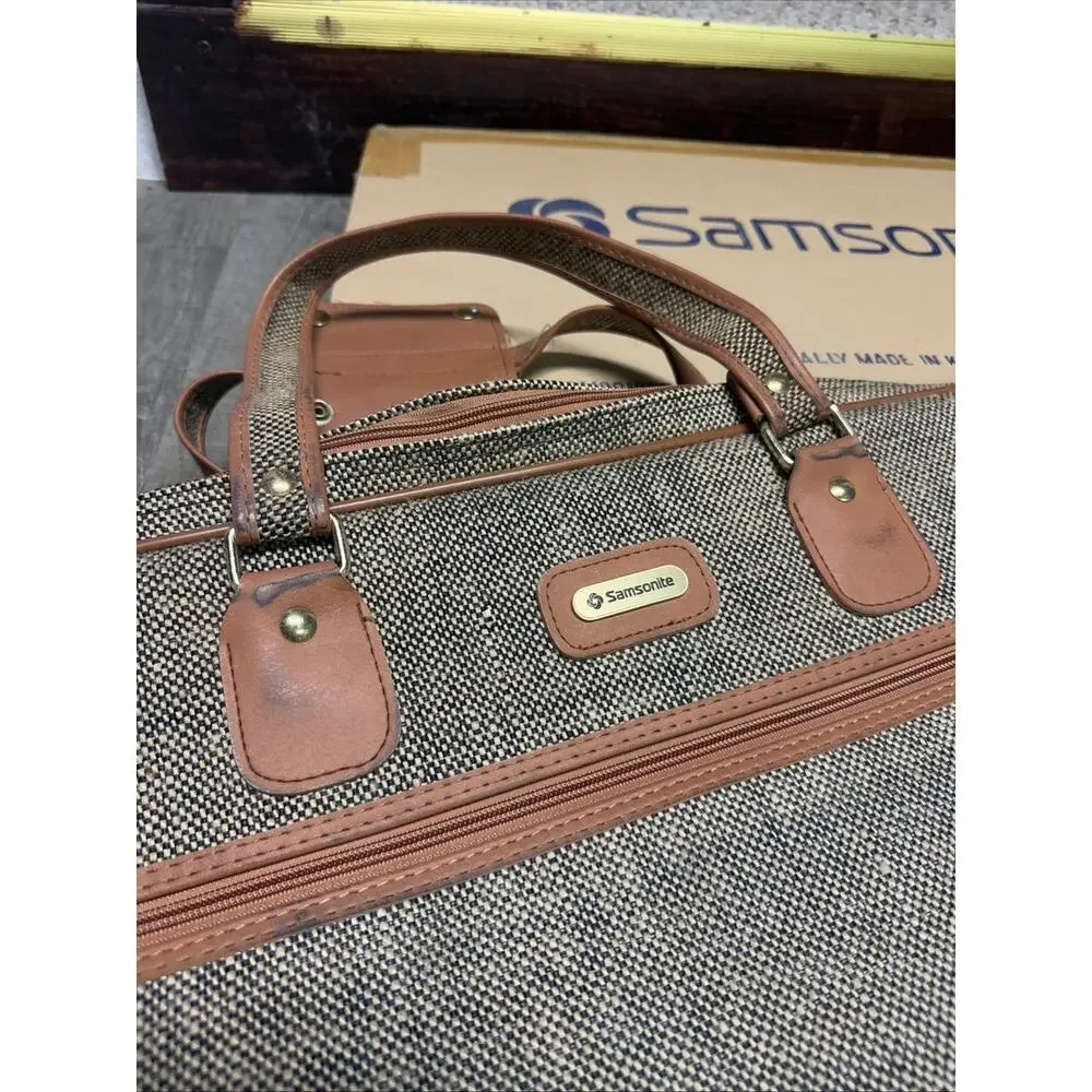 NEW Vintage Samsonite Tweed Suitcase Special Collection Luggage Travel Case